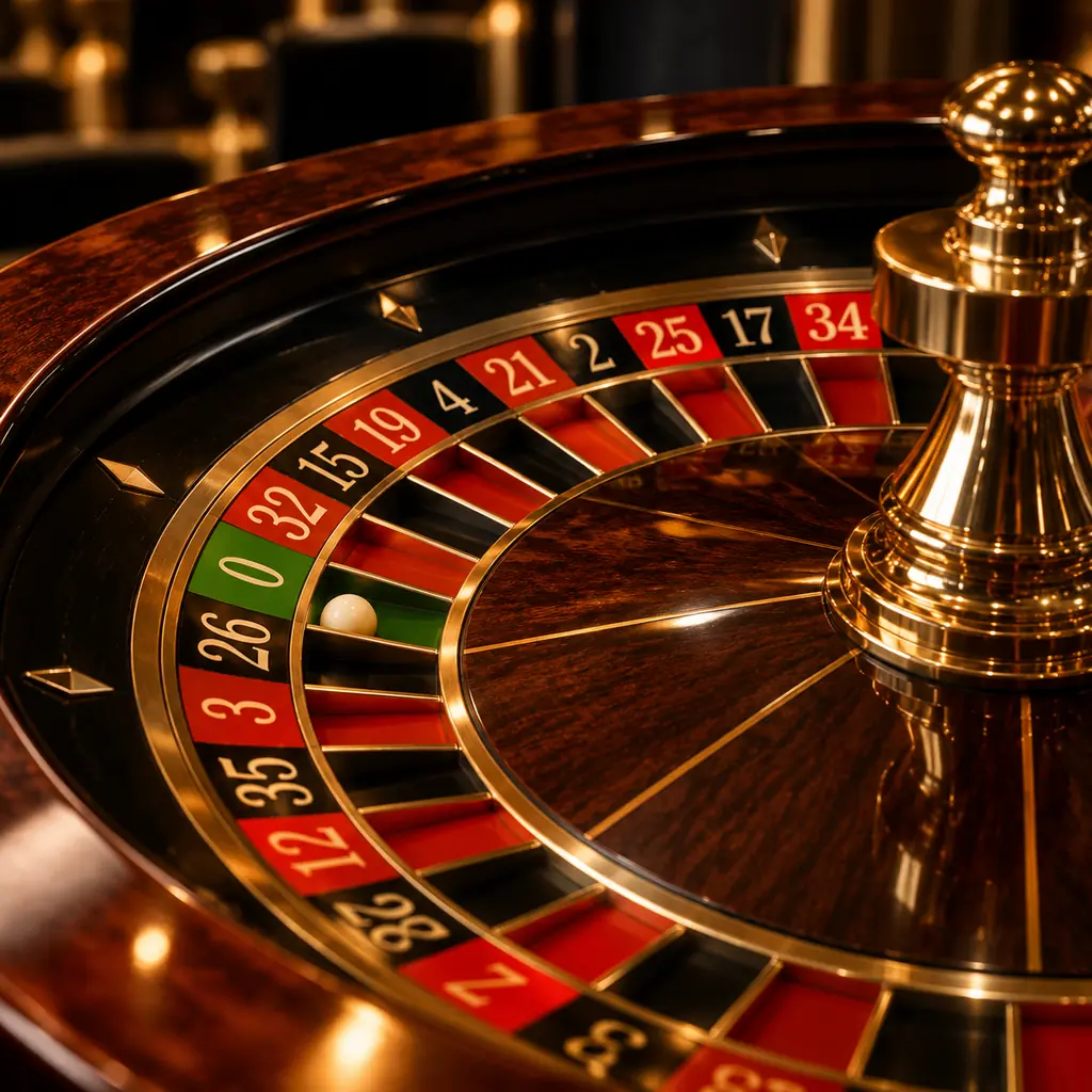 Roda roulette dan bola di meja kasino