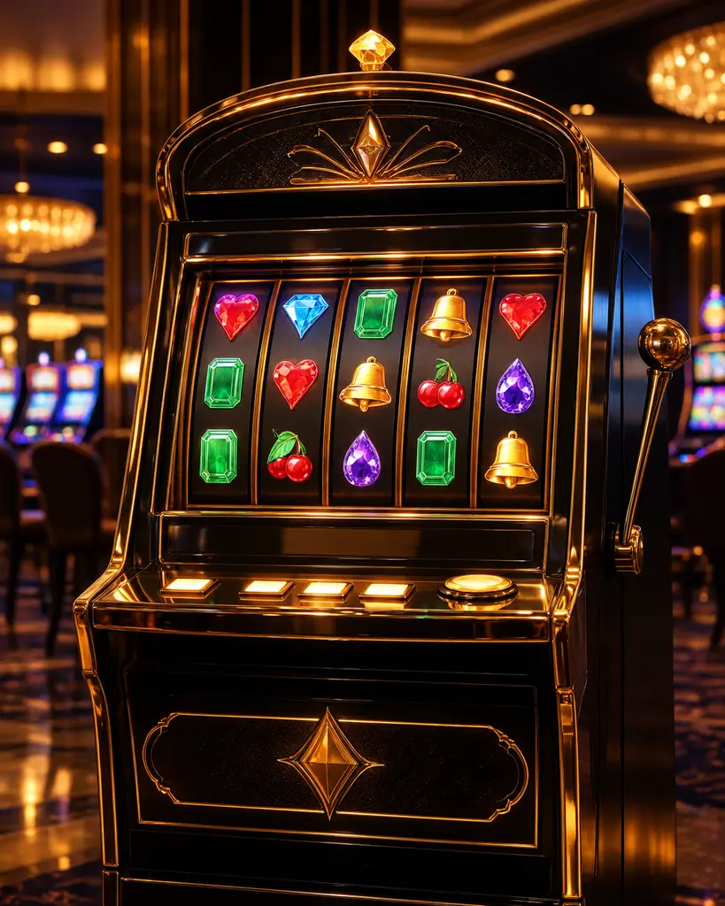 Mesin slot bertema permata di ruang kasino